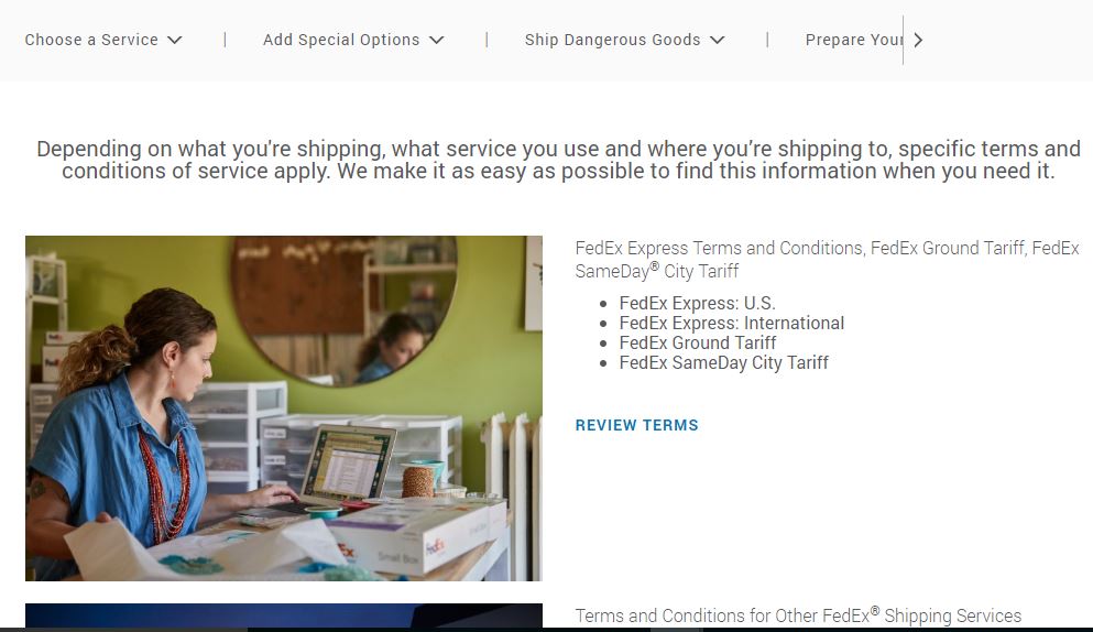 FedEx's shipping policy for ecommerce