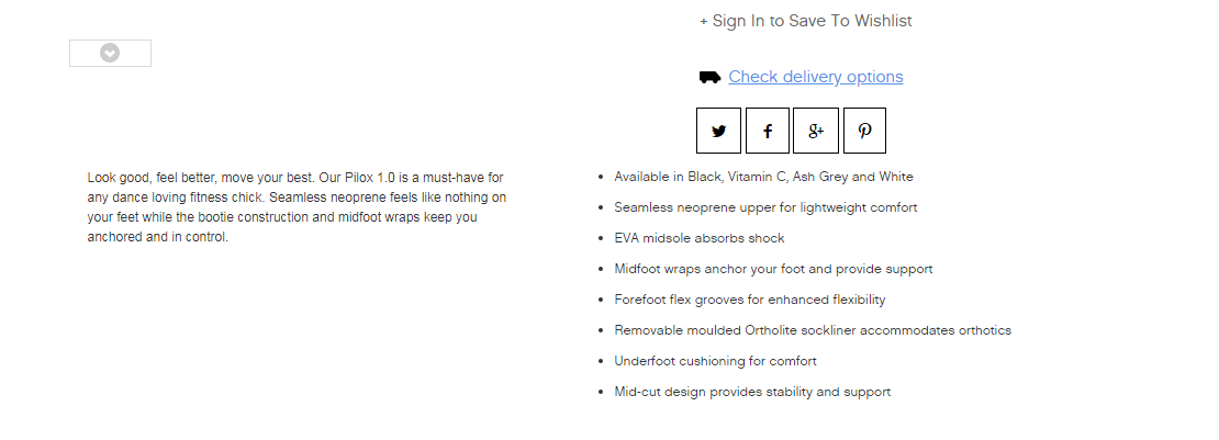 Reebok Product Description Screenshot 2