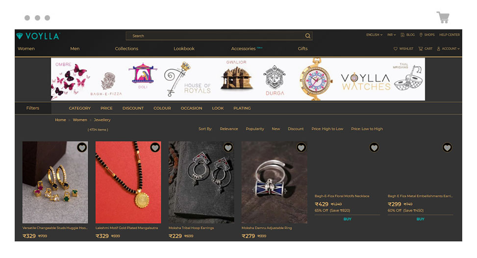 Online jewellery store order