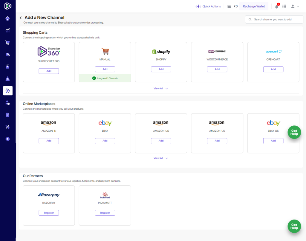 Shiprocket Multi-channel order inventory shipping solution